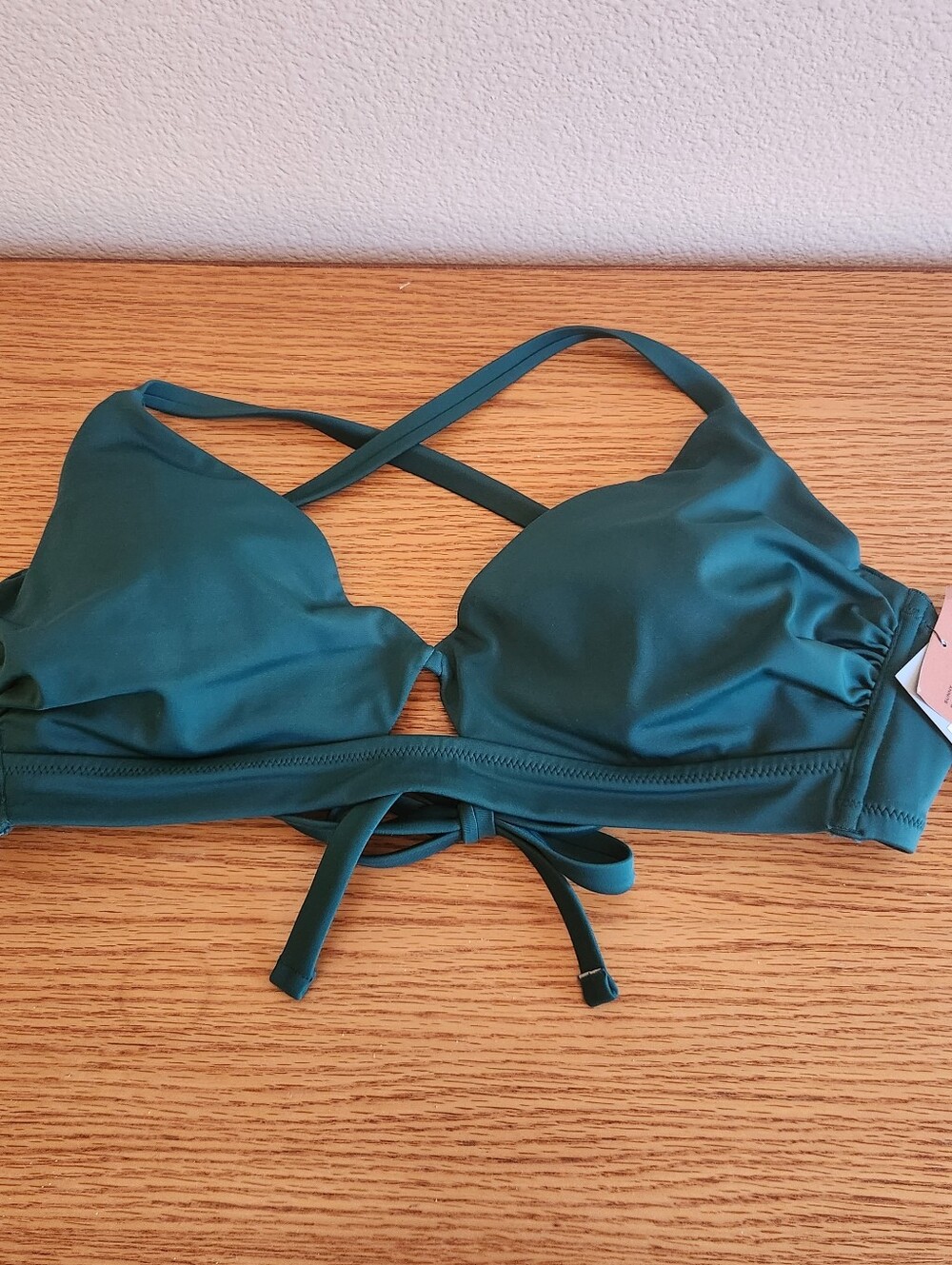 Shade & Shore Deep Evergreen Crisscross Key Hole Bikini Top